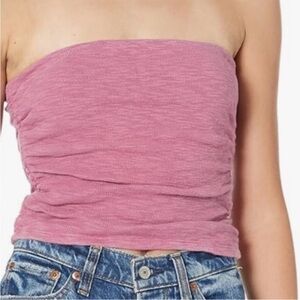 Free People XLarge Top Boulevard Cropped Tube Top grape plum purple lined ruched